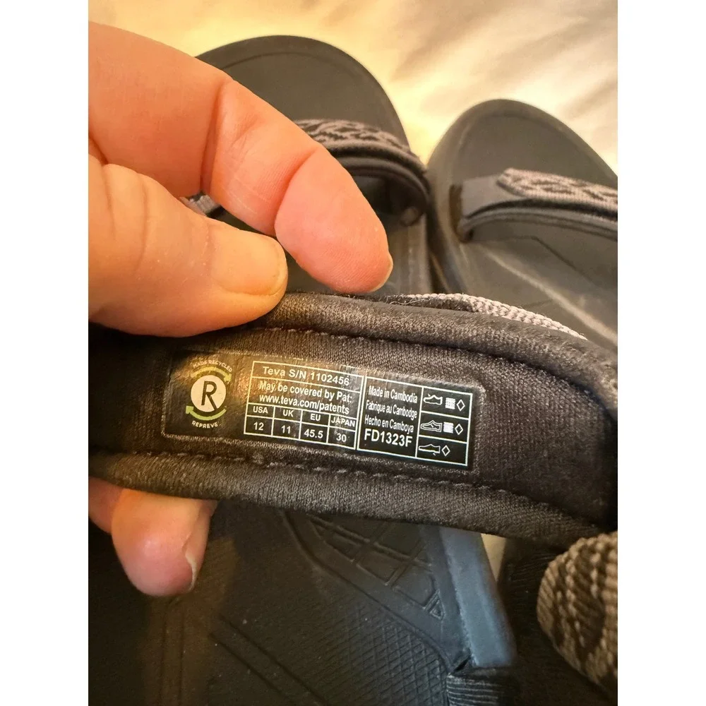 Teva Hurricane XLT2 Sport Sandals Mens 12 Black Grey Geometric 1102456